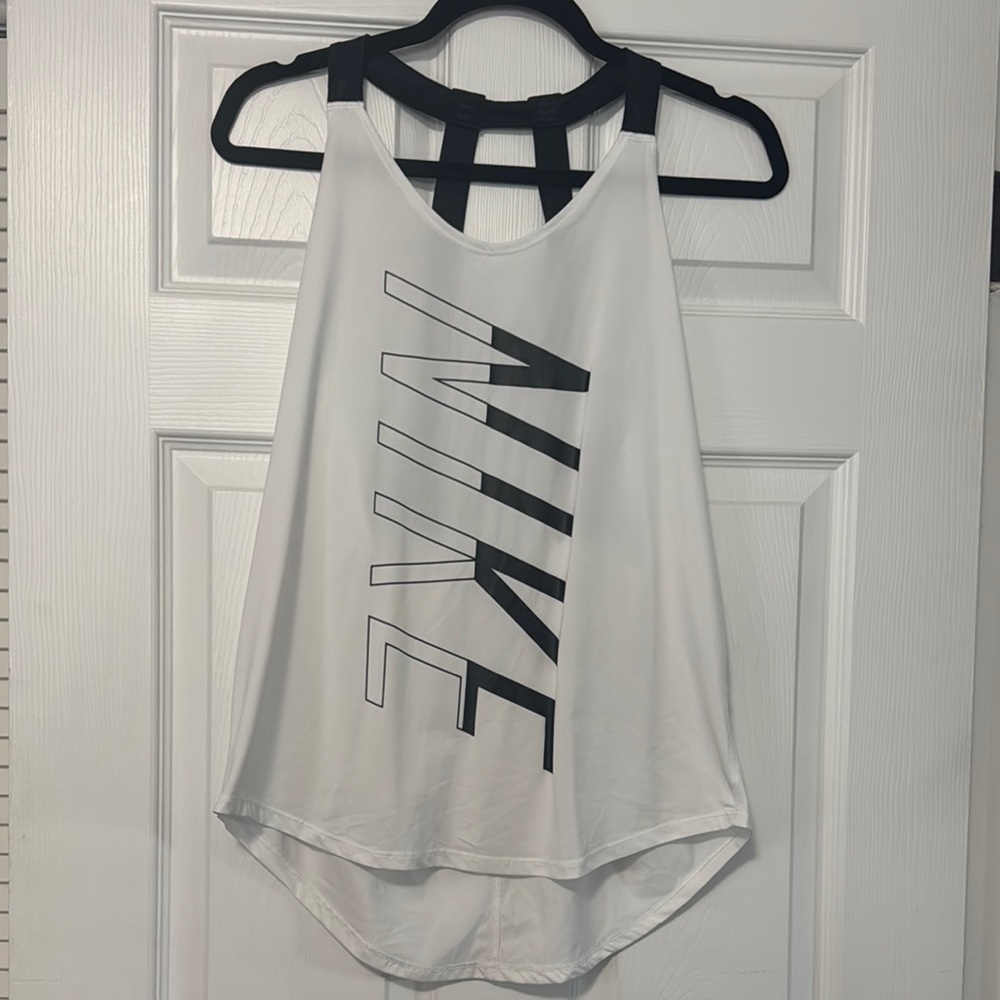 Nike Women's White and Black Tank Top Like NEW!